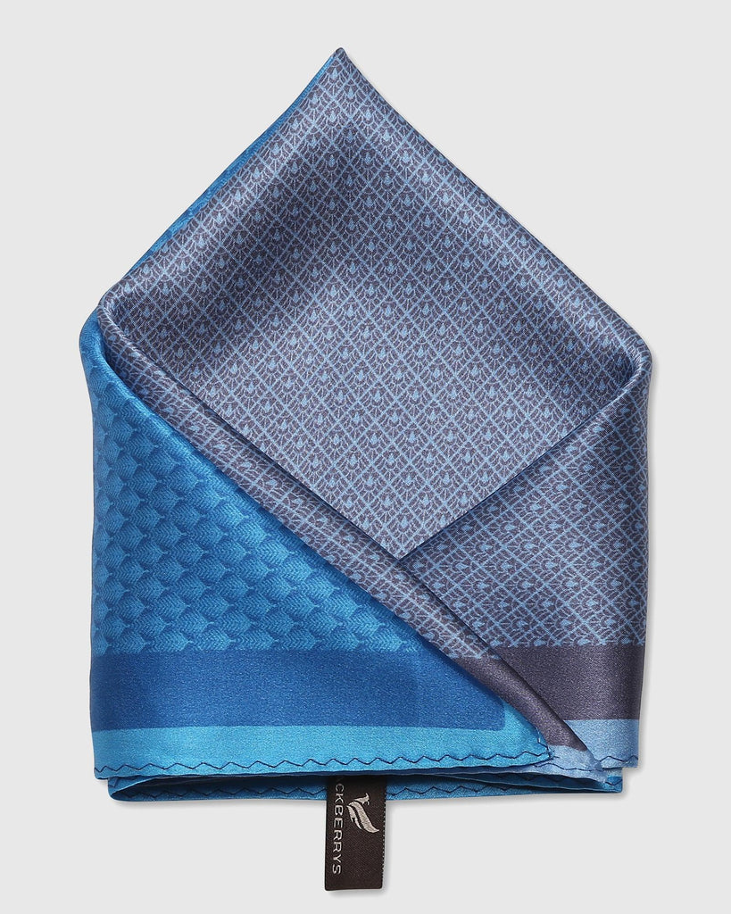 Silk Royal Blue Printed Pocket Square - Slyvan