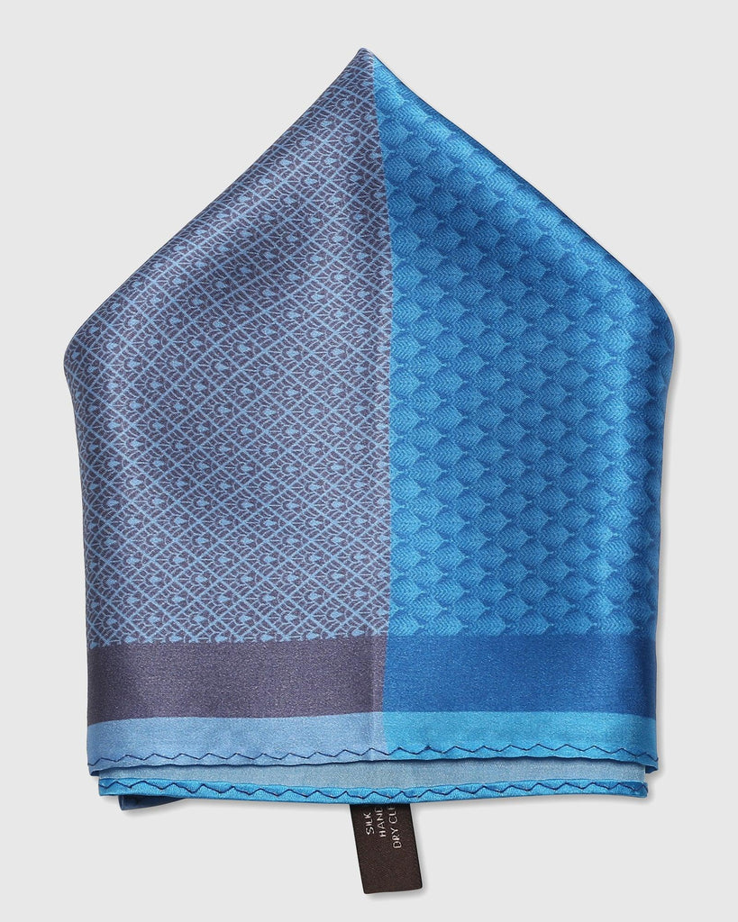 Silk Royal Blue Printed Pocket Square - Slyvan