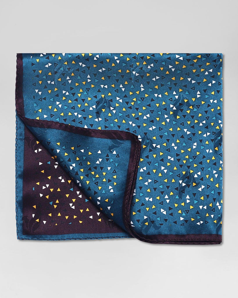 Silk Teal Brown Printed Pocket Square - Rechard