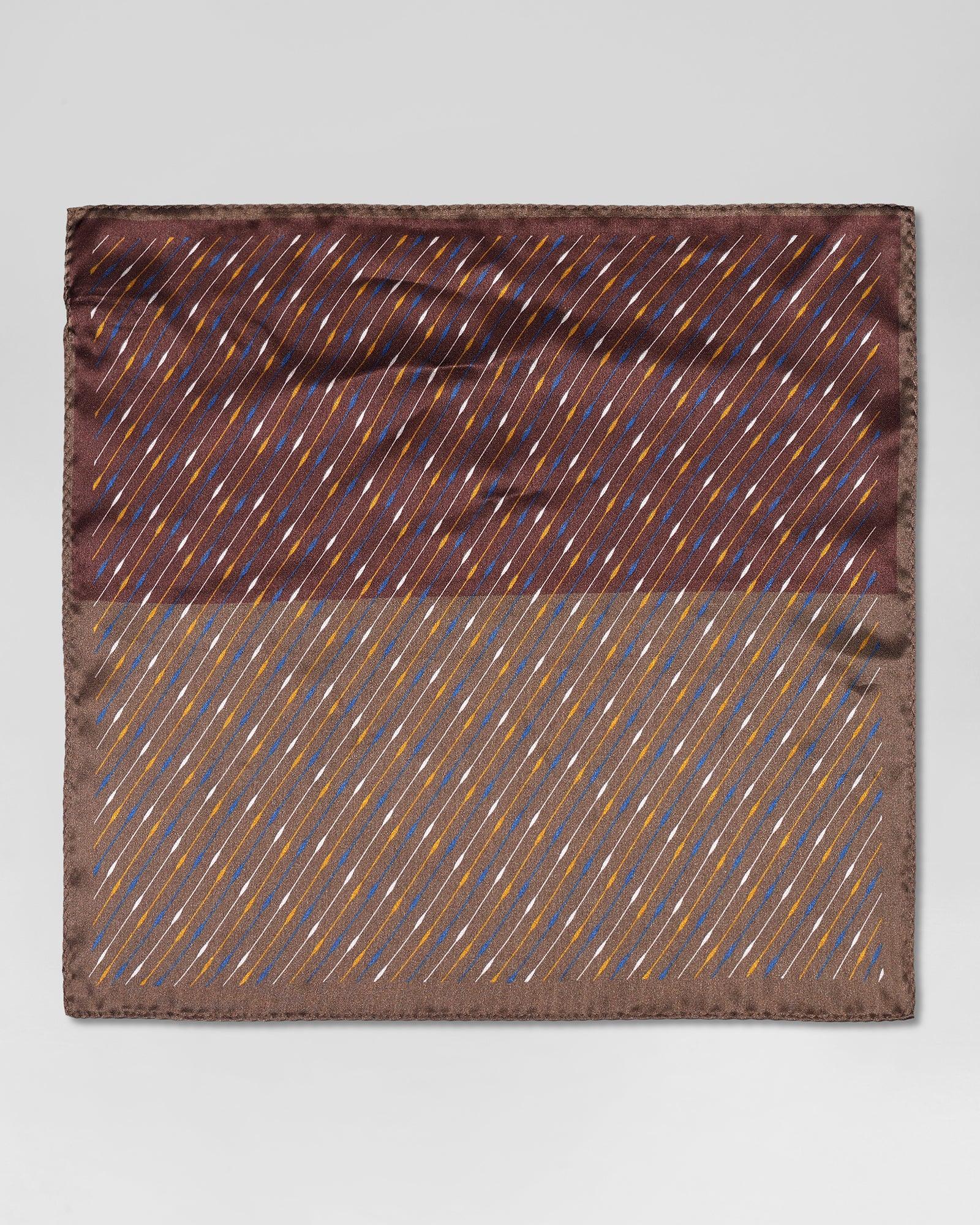 Silk Tobacco Brown Printed Pocket Square - Rondel