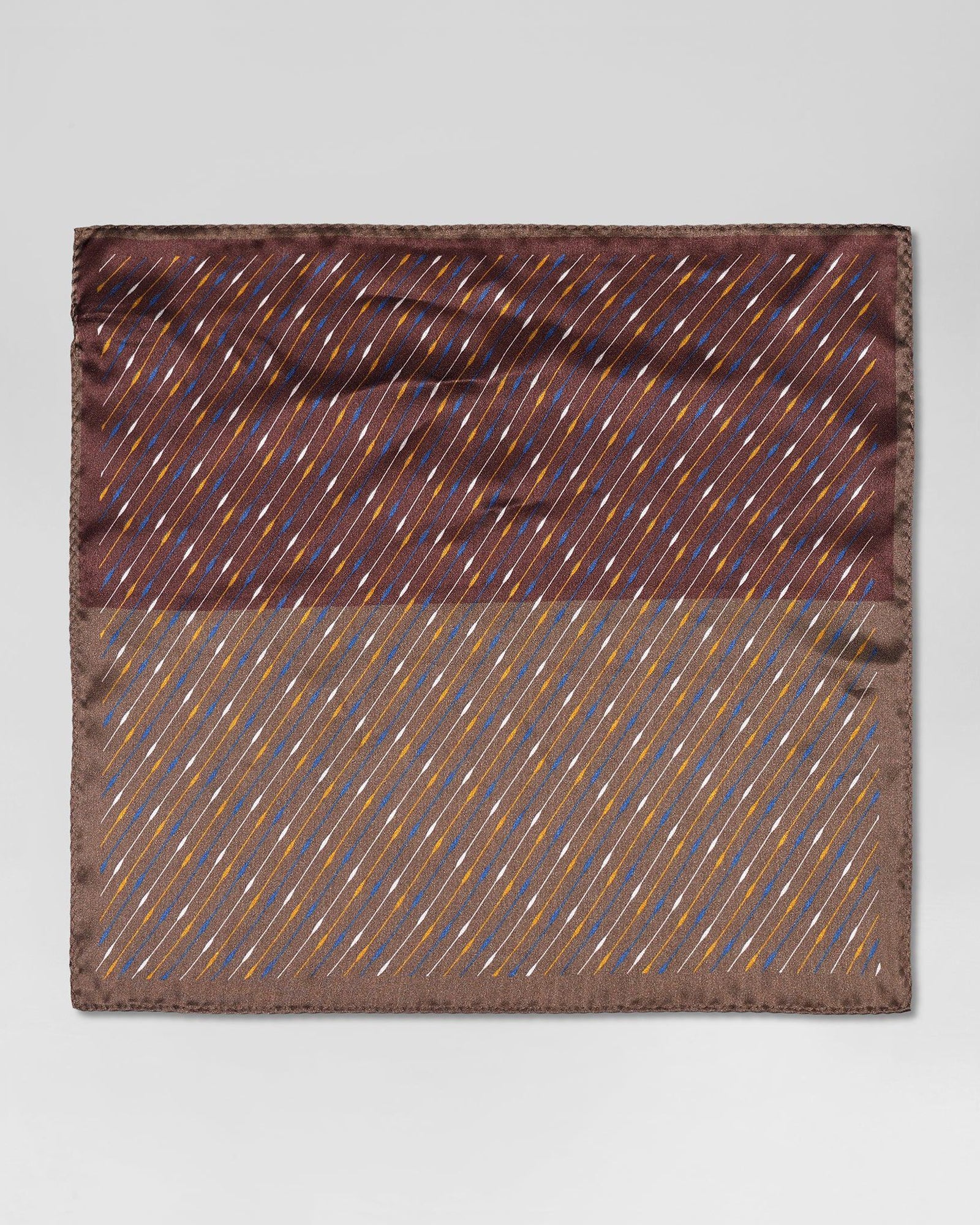 Tobacco Brown 100% Silk Printed Pocket Square - Rondel
