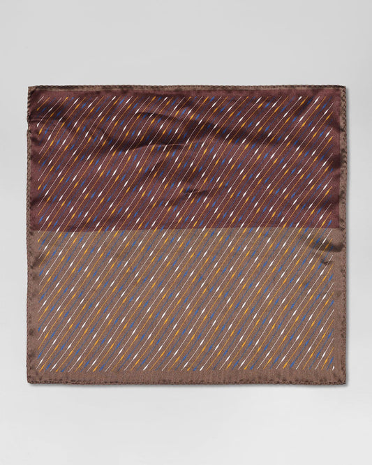 Tobacco Brown 100% Silk Printed Pocket Square - Rondel