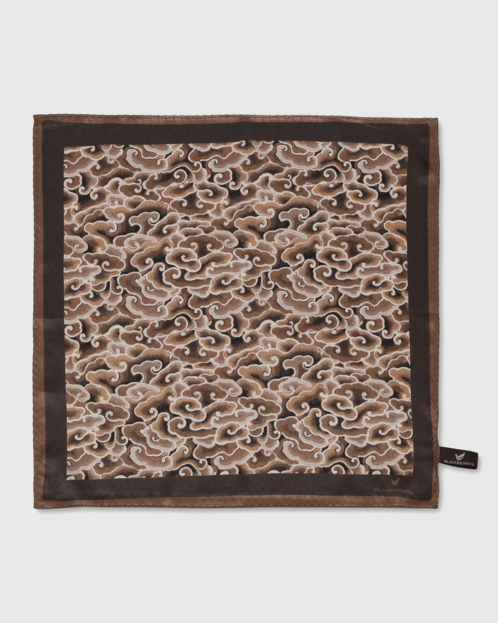 Silk Tobacco Brown Printed Pocket Square - Seven