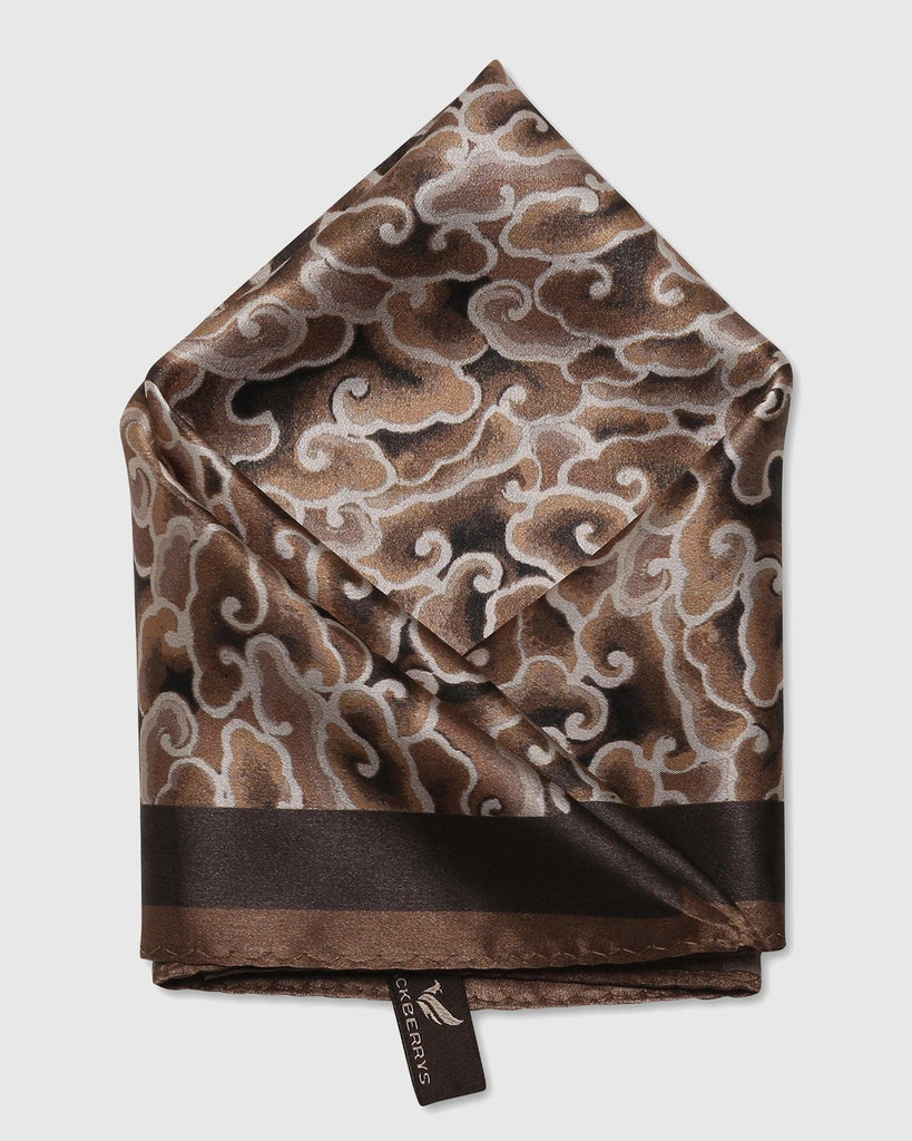 Silk Tobacco Brown Printed Pocket Square - Seven