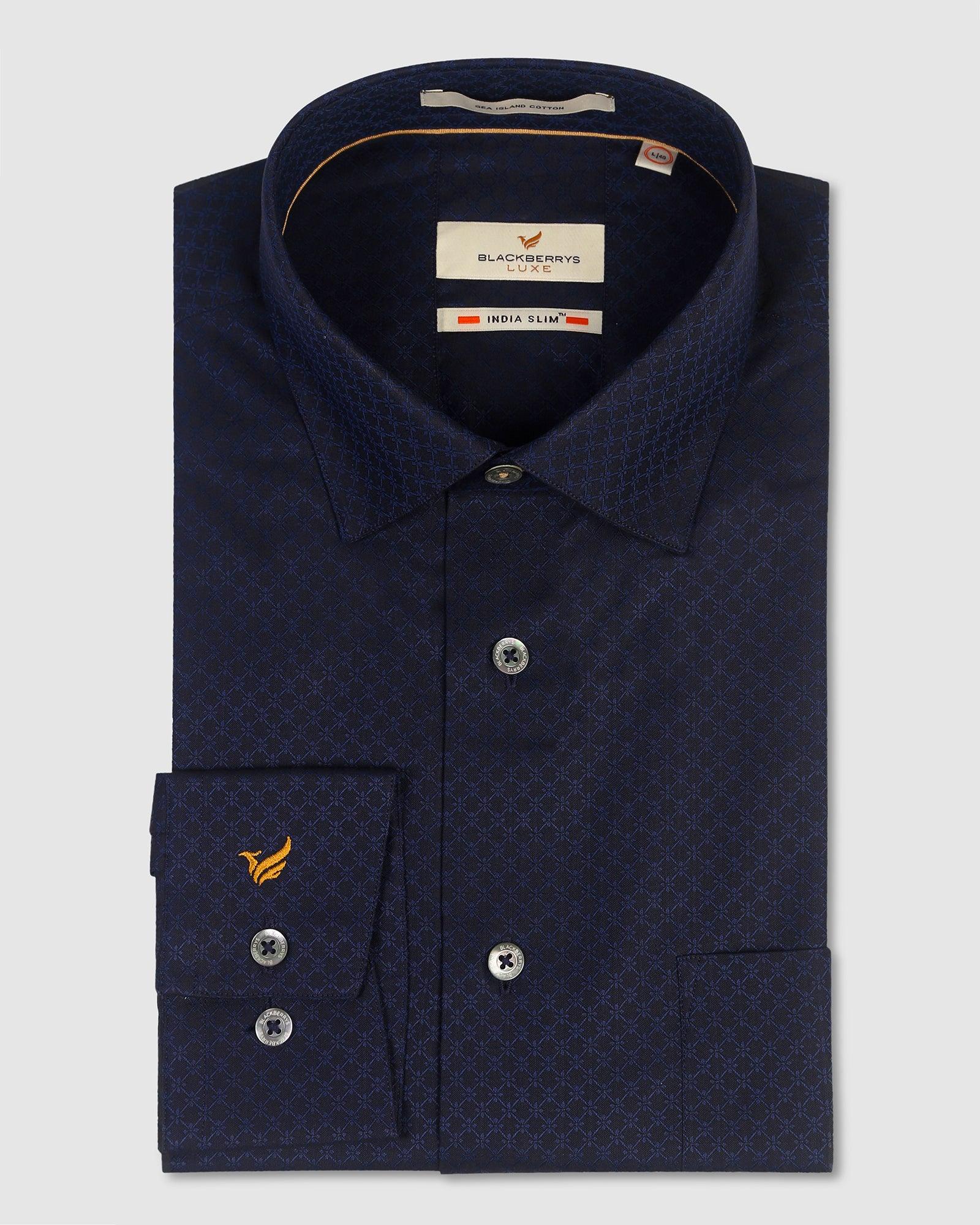 Luxe Formal Navy Printed Shirt - Jacko