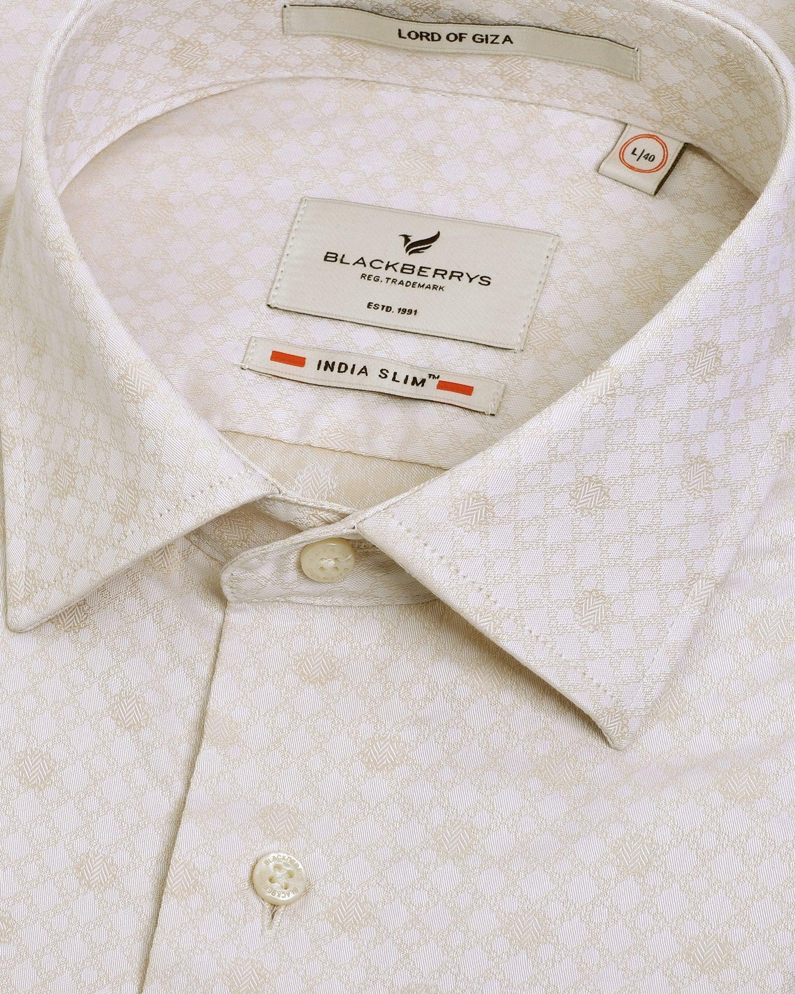 Formal Beige Printed Shirt - Rovin