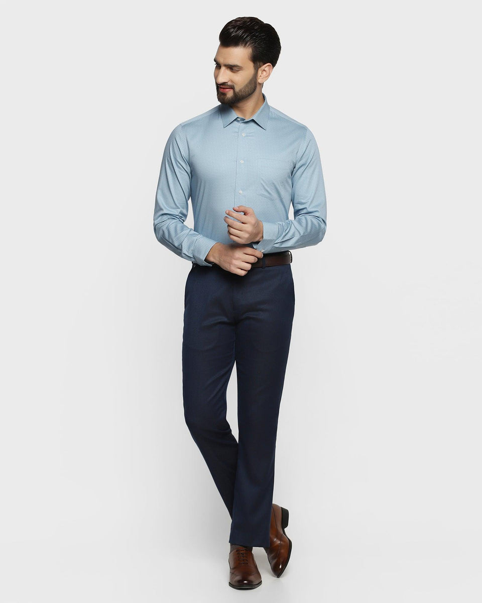 Formal Blue Printed Shirt Rodster