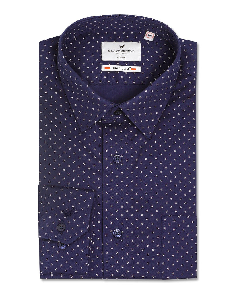 Formal Blue Printed Shirt - Wong