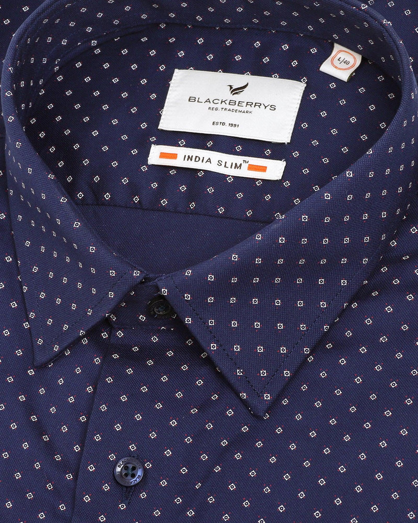 Formal Blue Printed Shirt - Wong