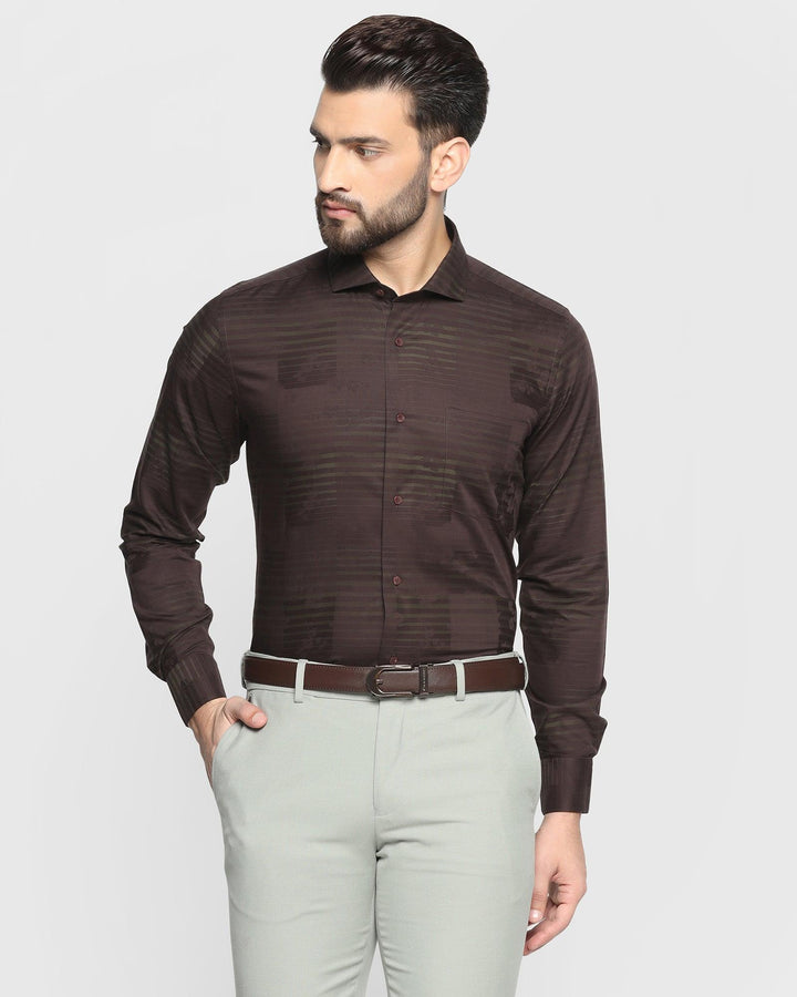 Formal Brown Printed Shirt - Josh