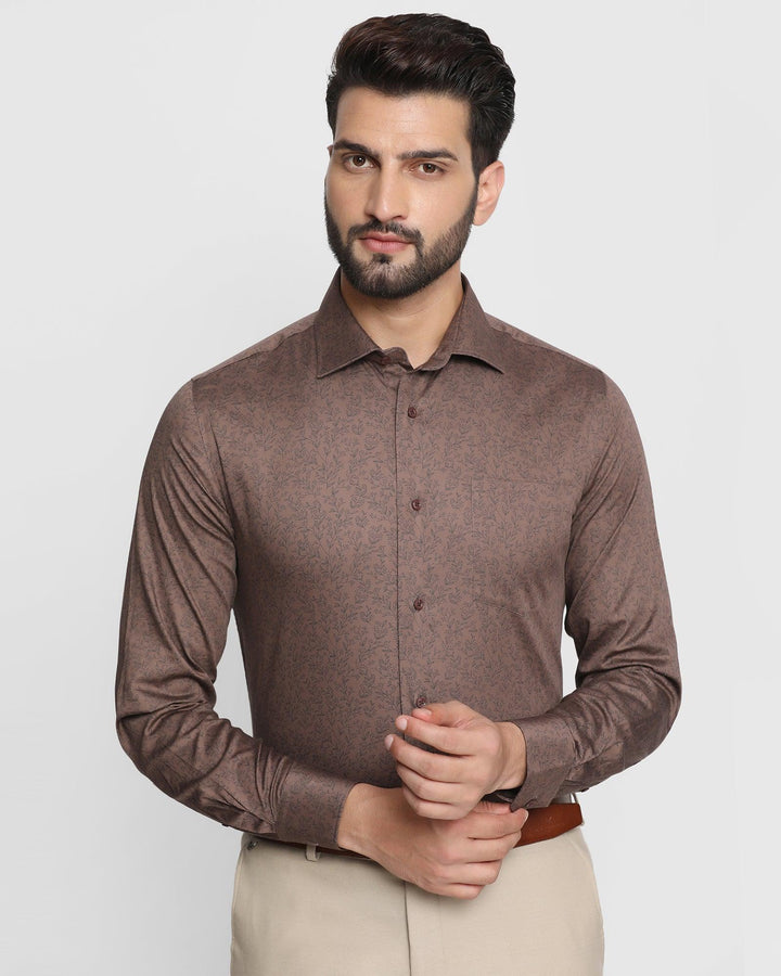 Formal Brown Printed Shirt - Printed