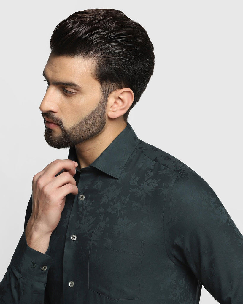 Formal Dark Green Printed Shirt - Amber