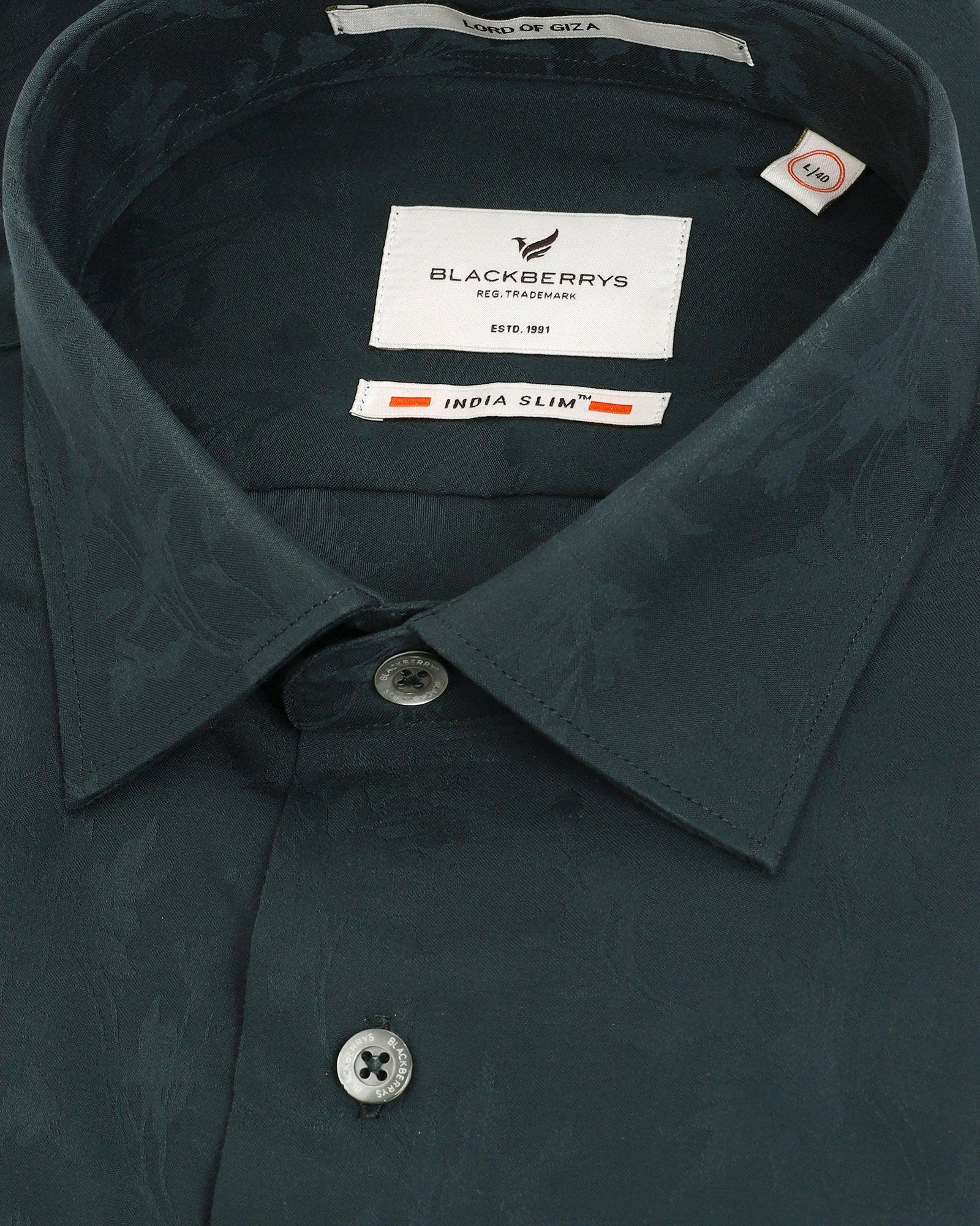 Formal Dark Green Printed Shirt - Amber