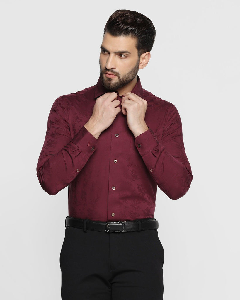 Formal Plum Printed Shirt - Amber