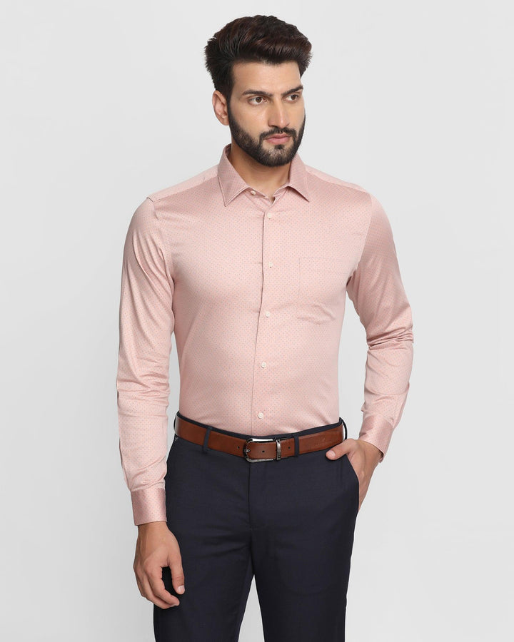 Formal Peach Printed Shirt - Tone