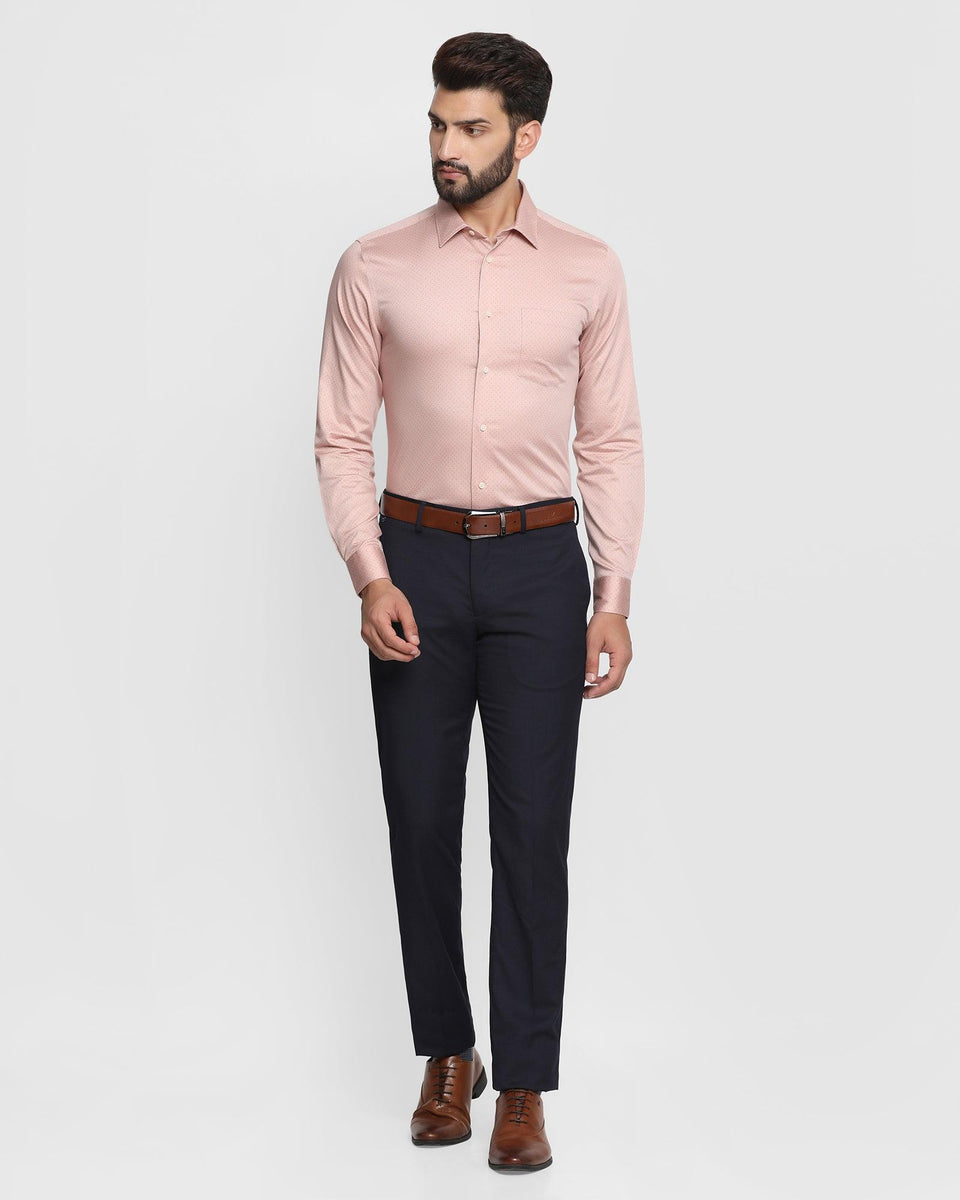 Formal Peach Printed Shirt - Tone