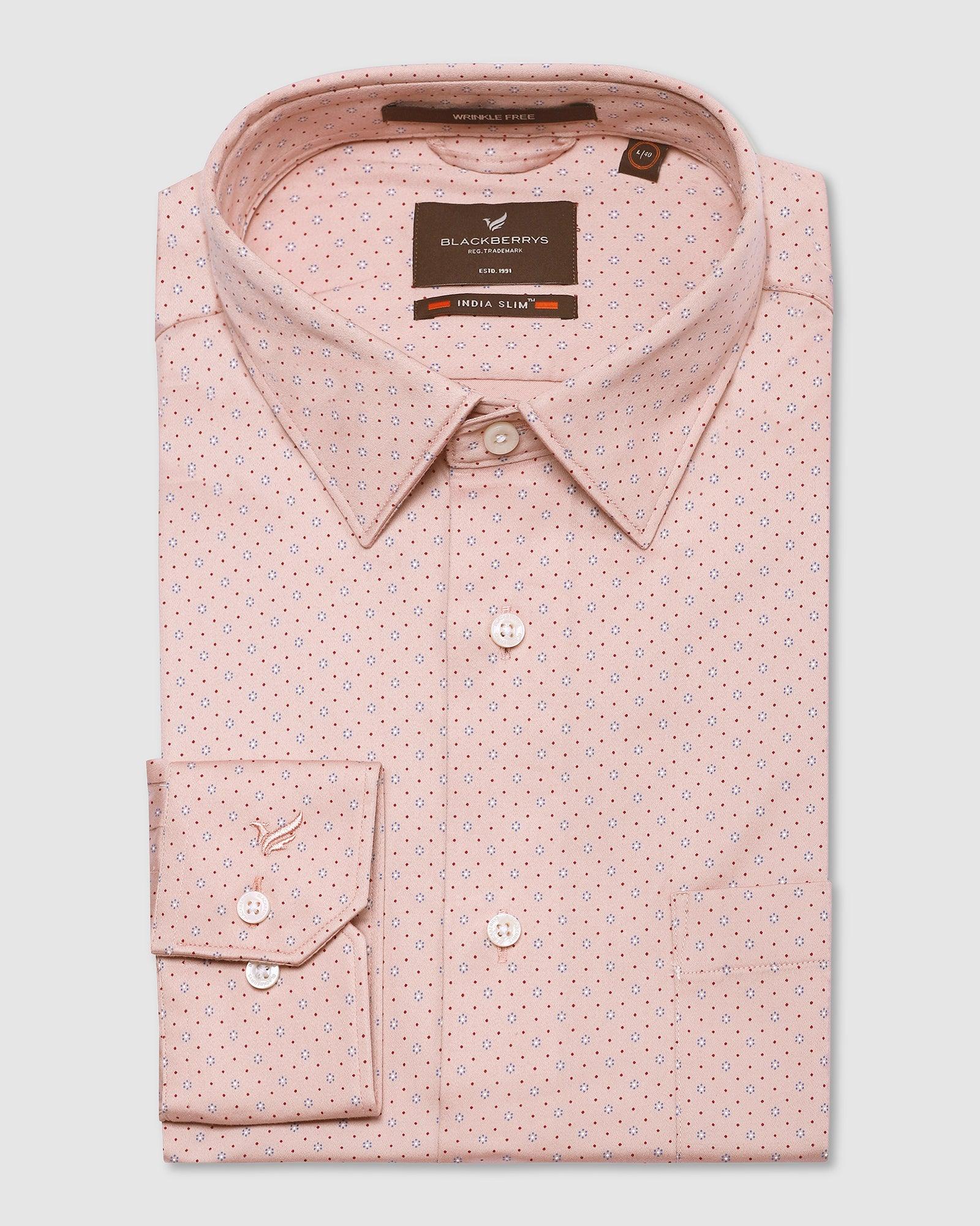Formal Peach Printed Shirt - Tone
