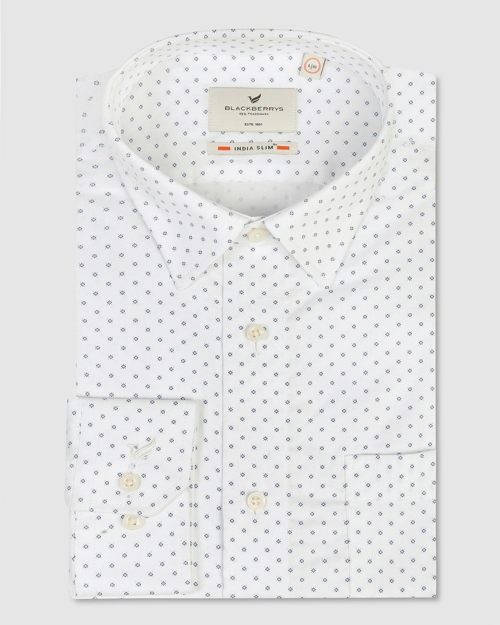 Formal White Printed Shirt - Wong