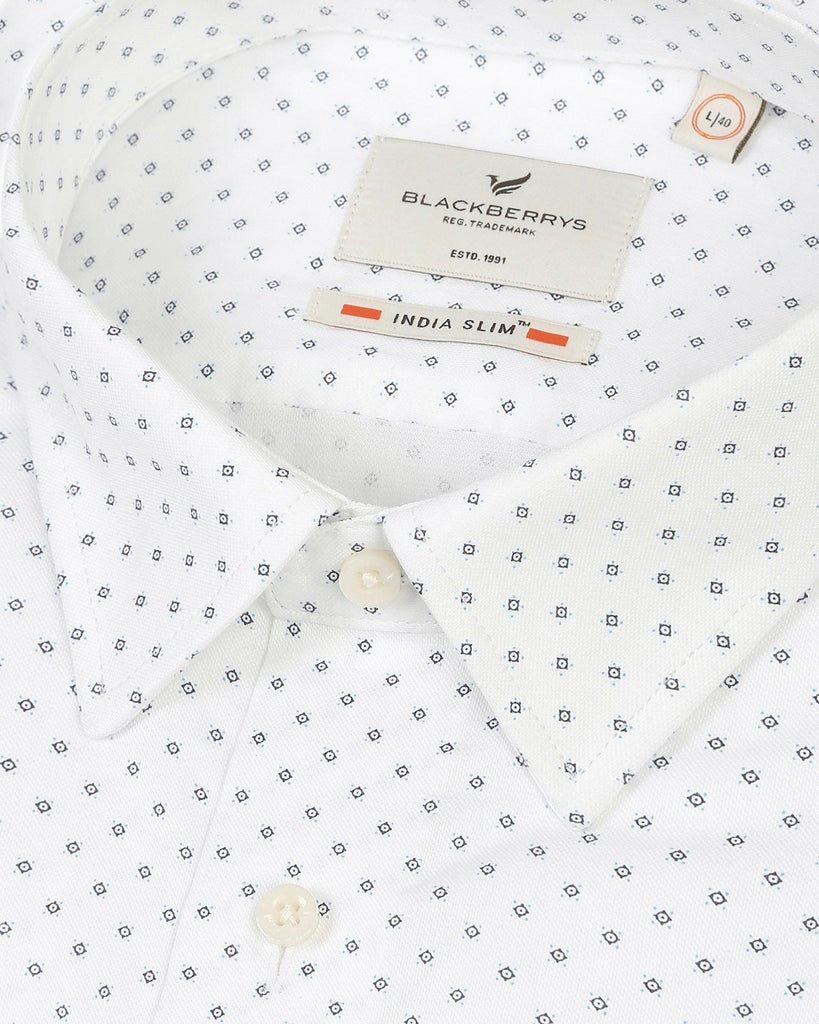 Formal White Printed Shirt - Wong