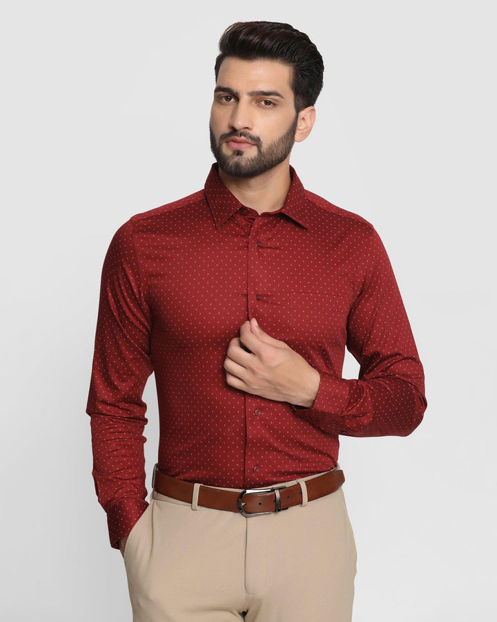 Formal Wine Printed Shirt - Pebble