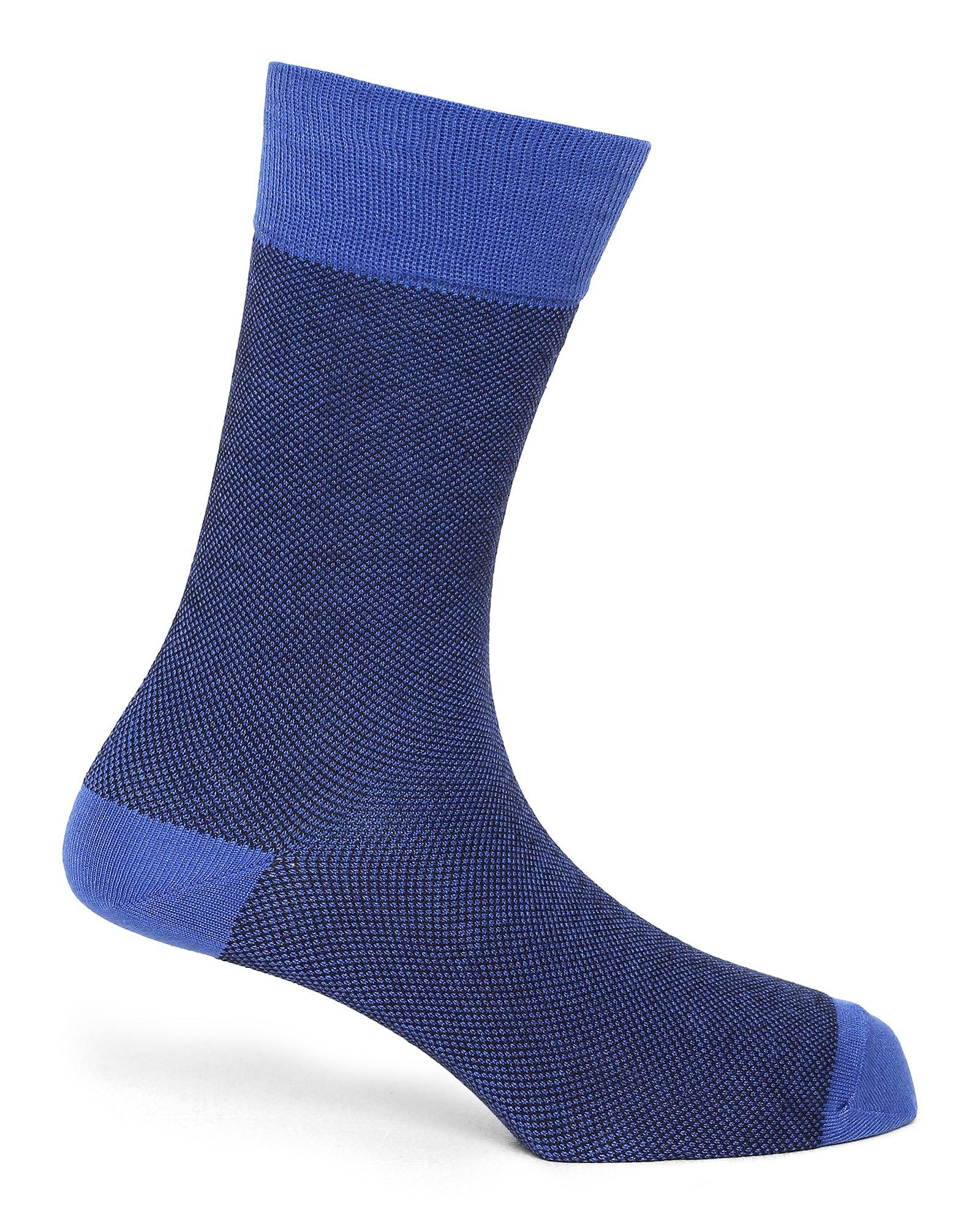 Printed Formal Socks In Blue (Pulsar) - Blackberrys