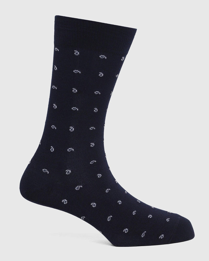 Cotton Deep Navy Printed Socks - Peterson