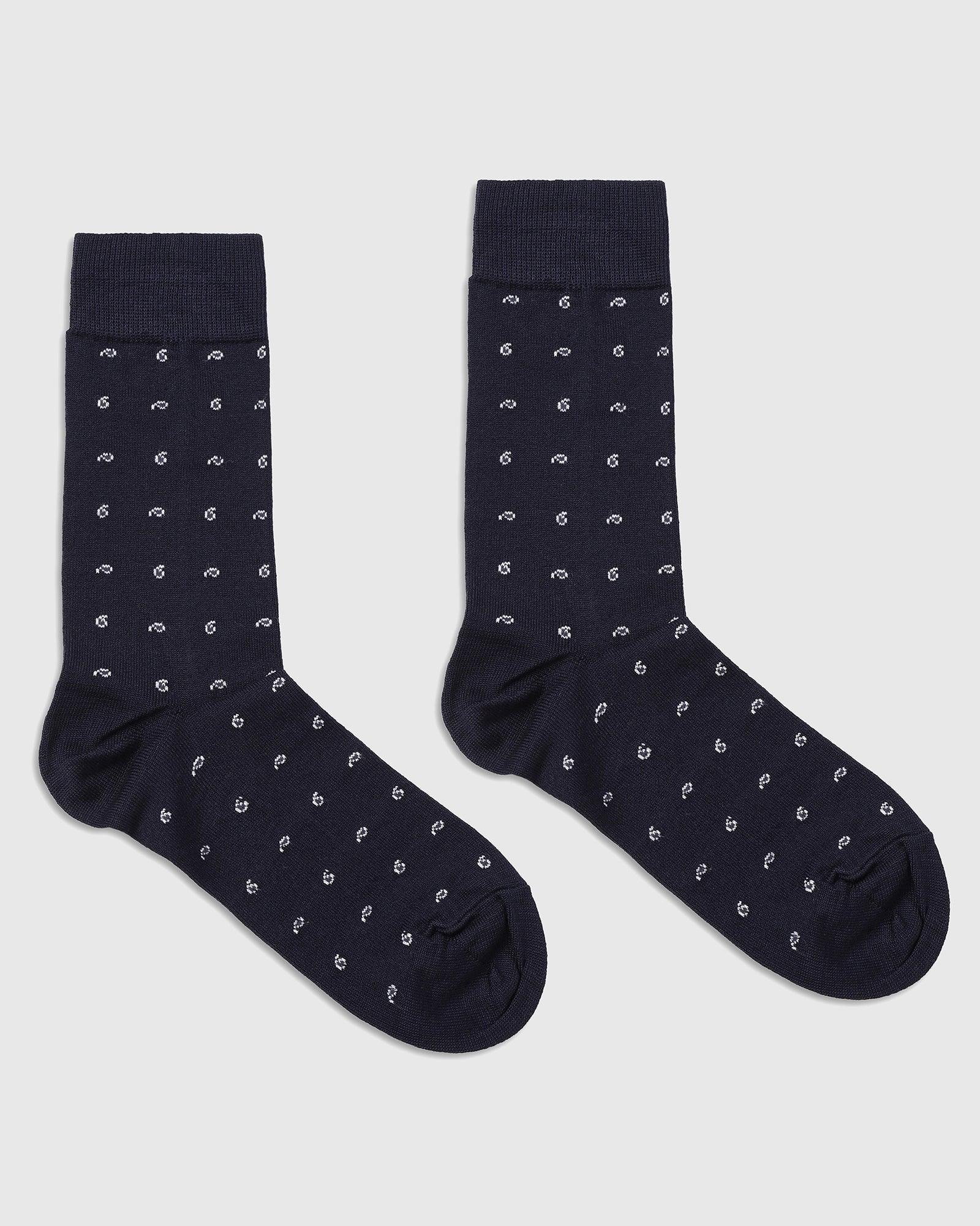 Cotton Deep Navy Printed Socks - Peterson