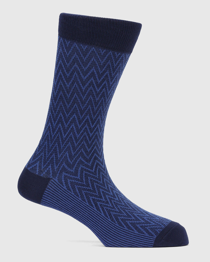 Cotton Deep Navy Printed Socks - Pilot