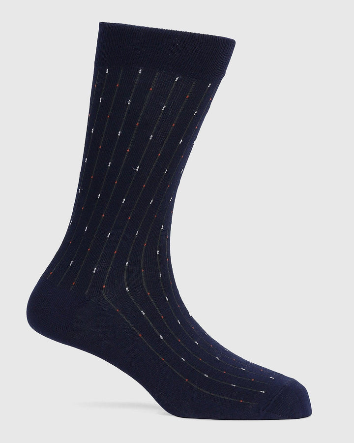 Cotton Deep Navy Printed Socks - Porche