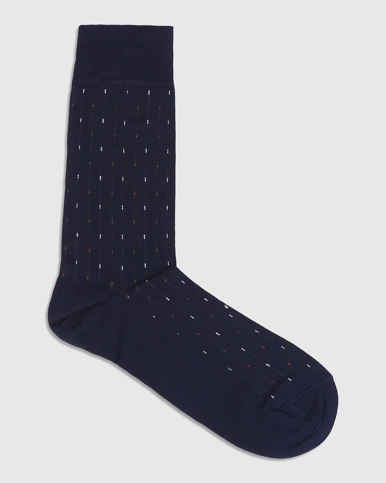 Cotton Deep Navy Printed Socks - Porche