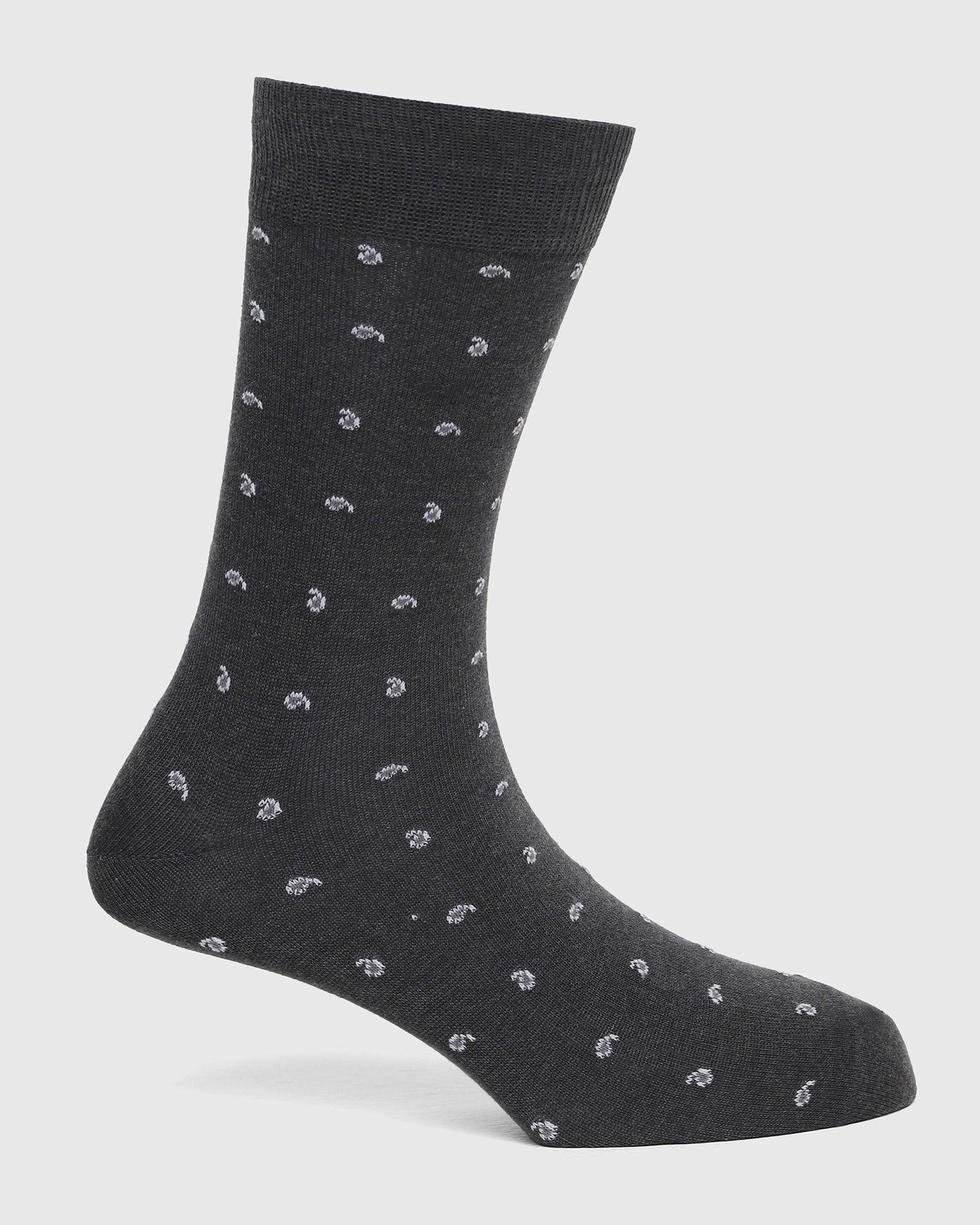 Cotton Grey Printed Socks - Peterson