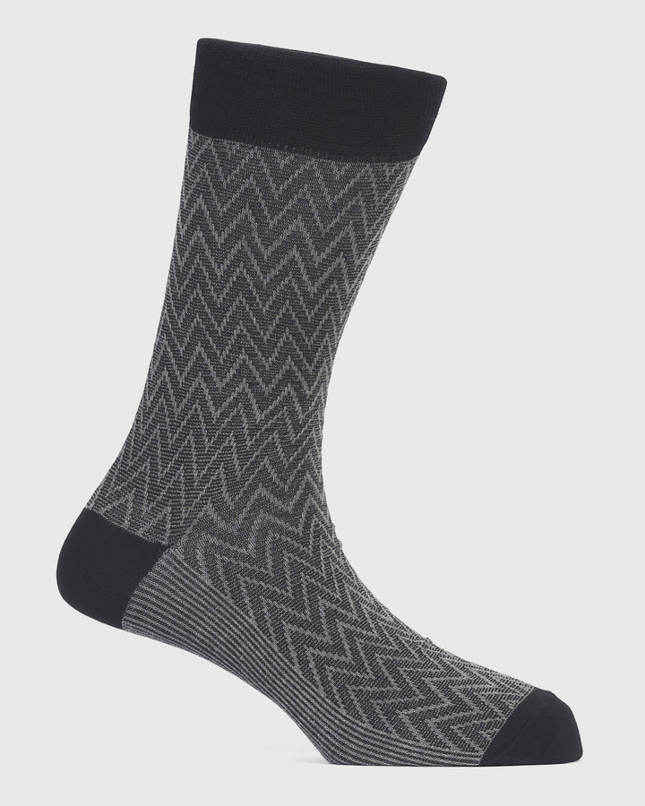 Cotton Grey Printed Socks - Pilot