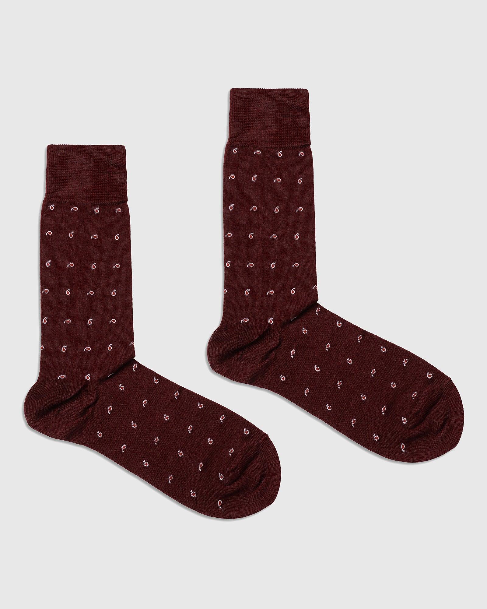 Cotton Maroon Printed Socks - Peterson