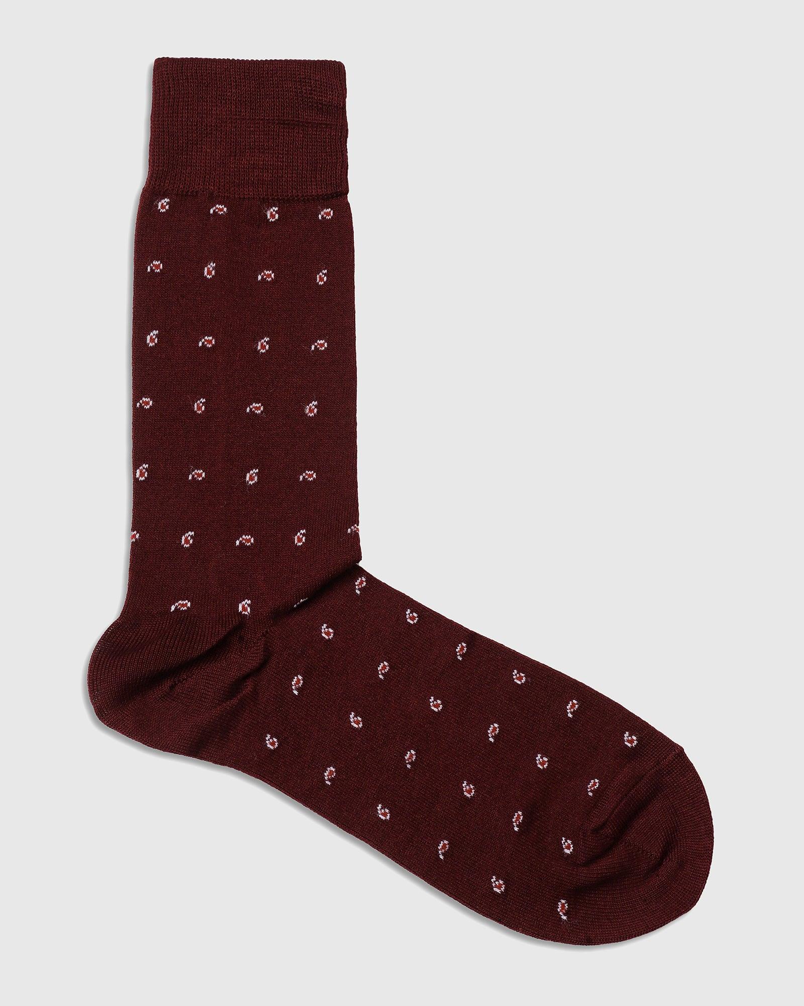 Cotton Maroon Printed Socks - Peterson