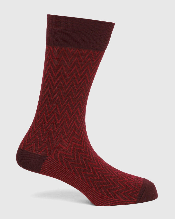 Cotton Maroon Printed Socks - Pilot