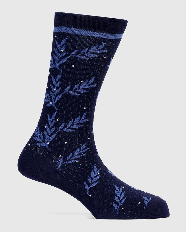 Cotton Navy Printed Socks - Panther