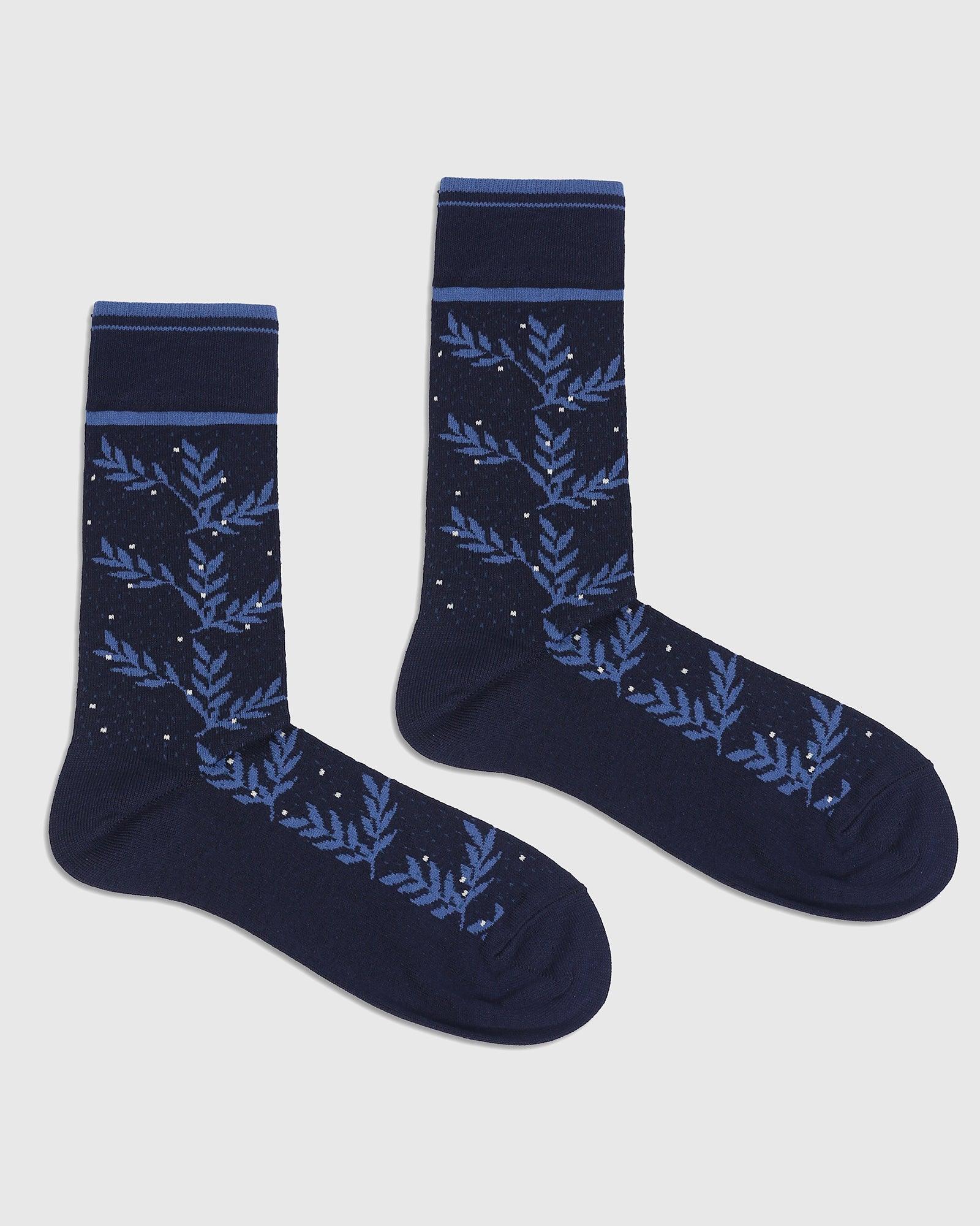 Cotton Navy Printed Socks - Panther