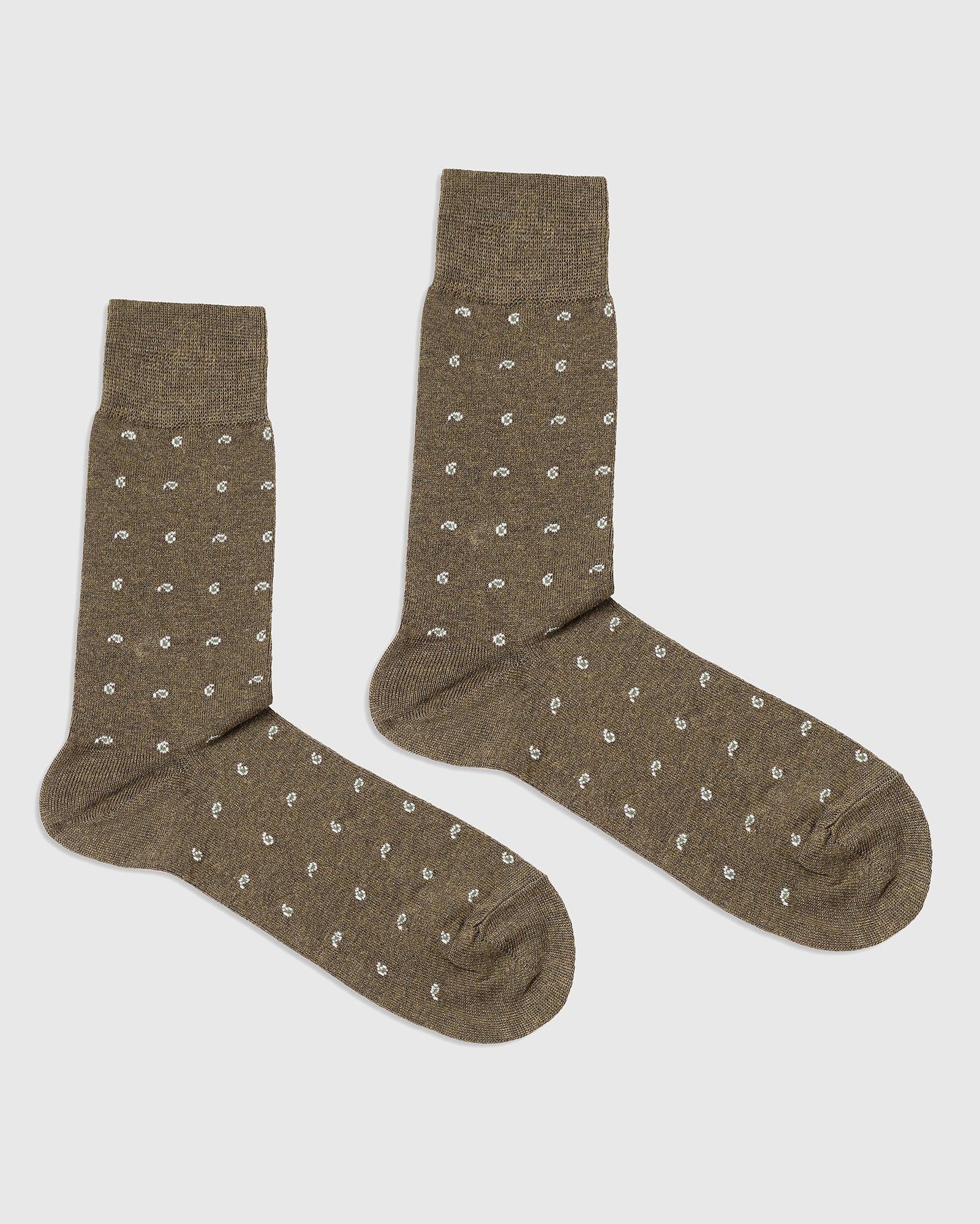 Cotton Olive Printed Socks - Peterson