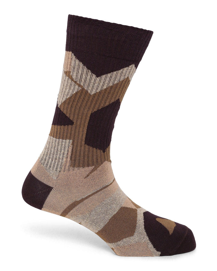 Cotton Tobacco Brown Printed Socks - Pargo