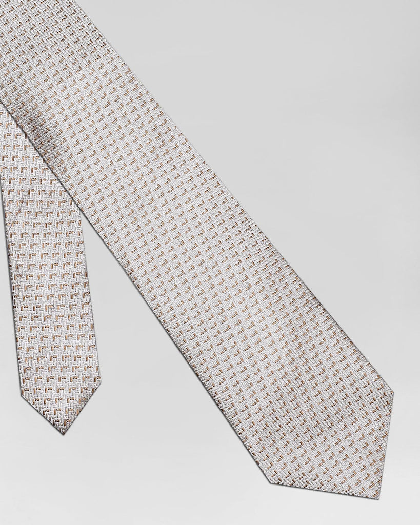 Silk Beige Printed Tie - Raw