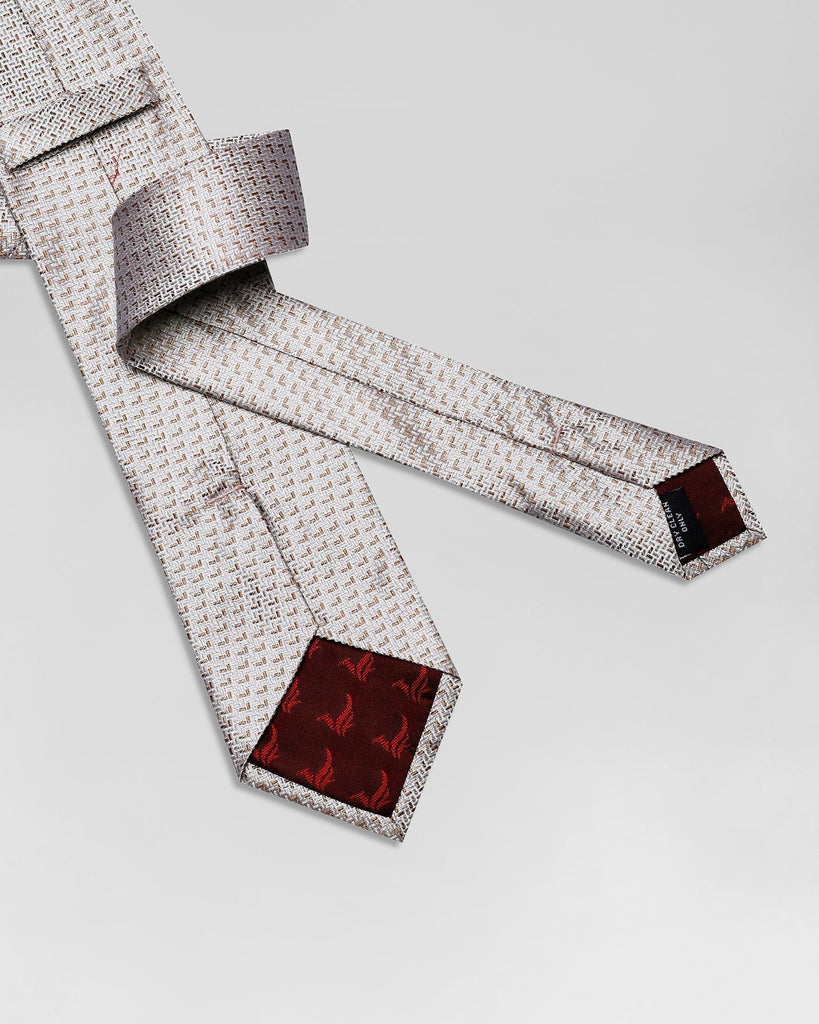 Silk Beige Printed Tie - Raw