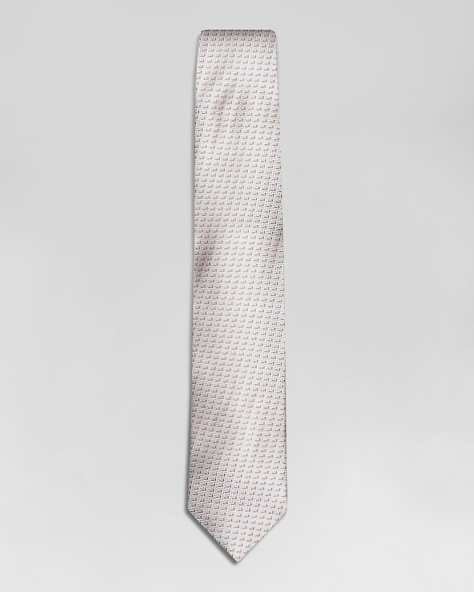 Silk Beige Printed Tie - Raw