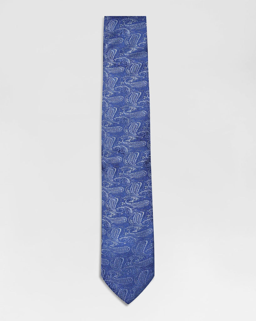 Silk Blue Printed Tie - Ruben