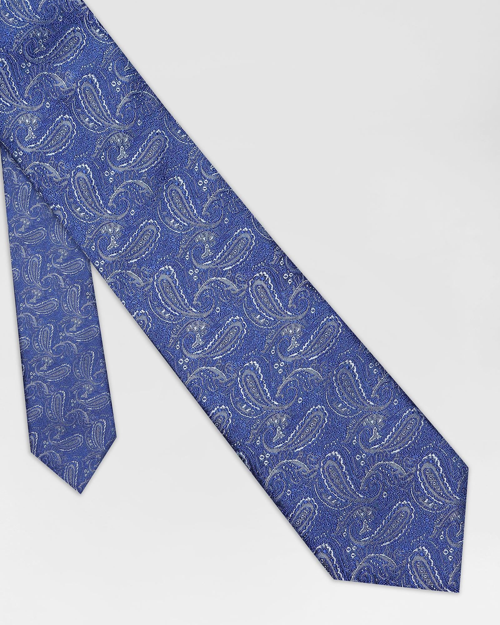 Silk Blue Printed Tie - Ruben