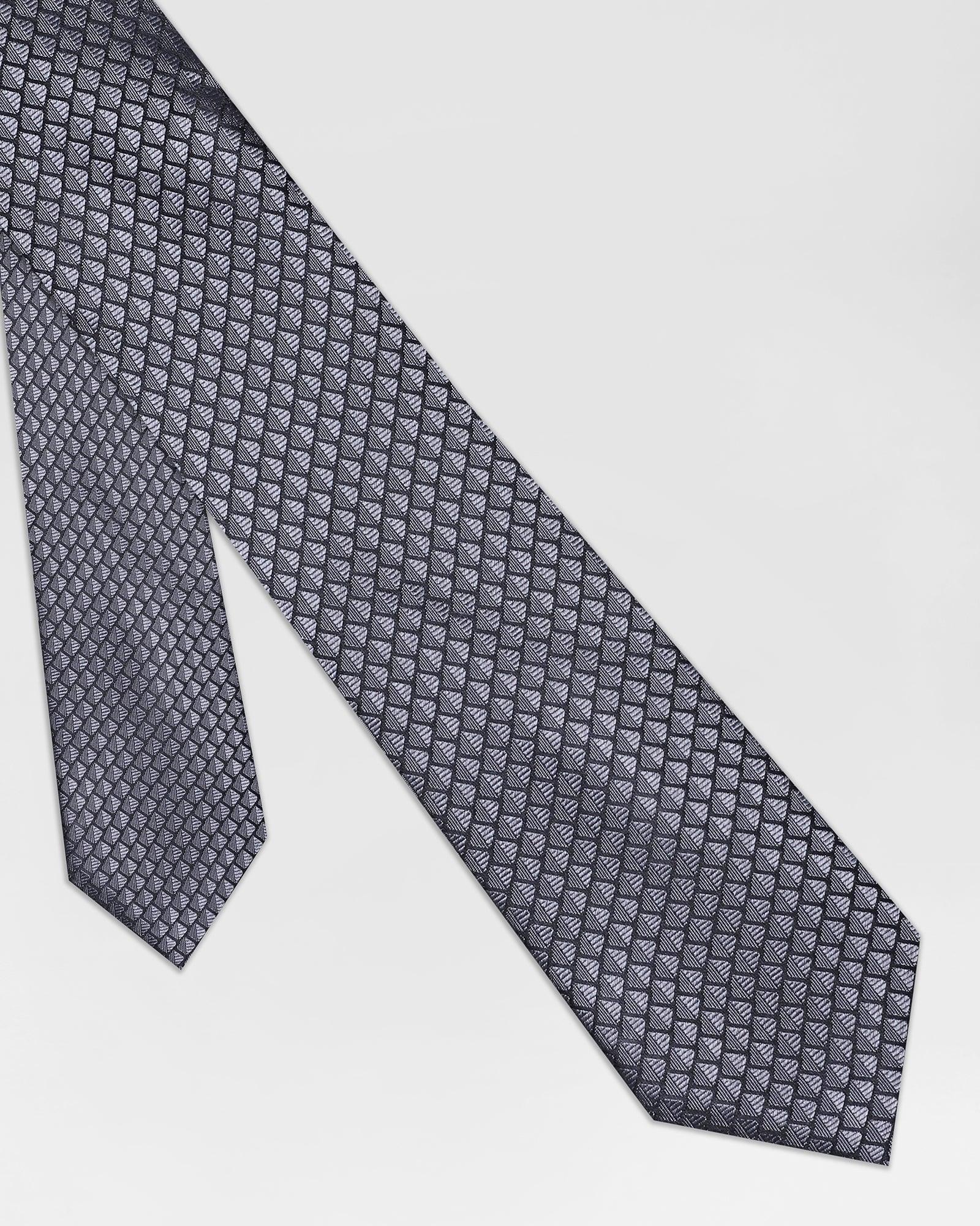 Silk Grey Printed Tie - Rose