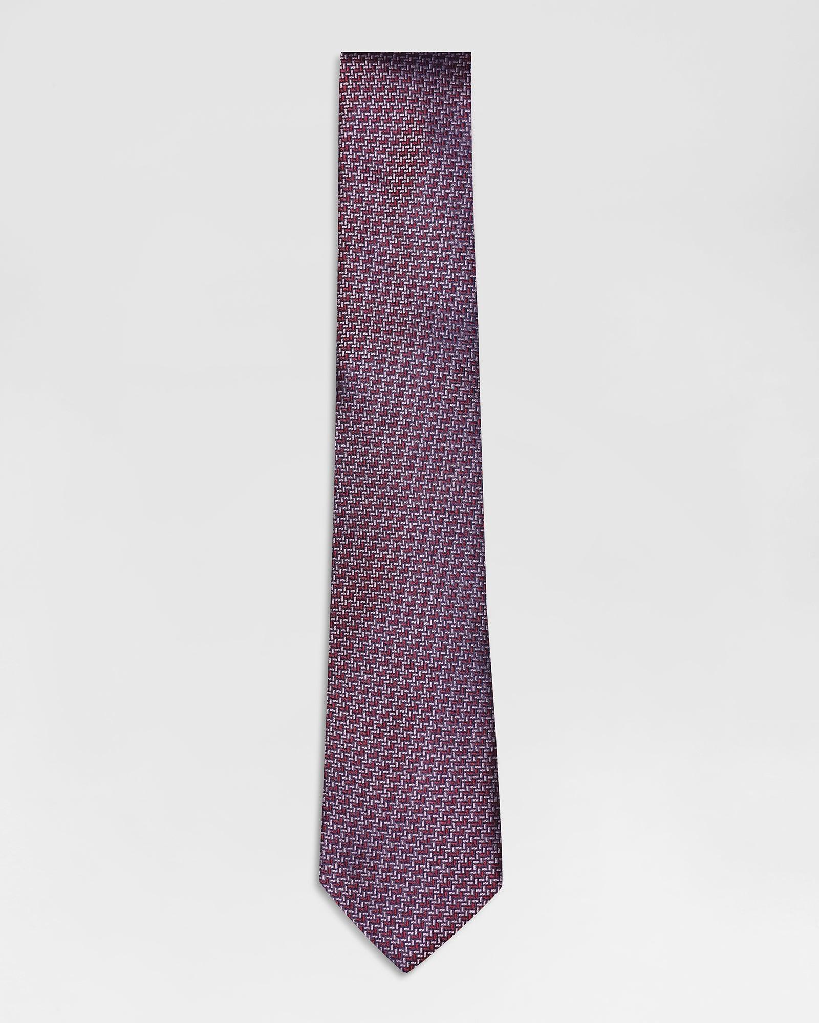 Silk Maroon Printed Tie - Raw
