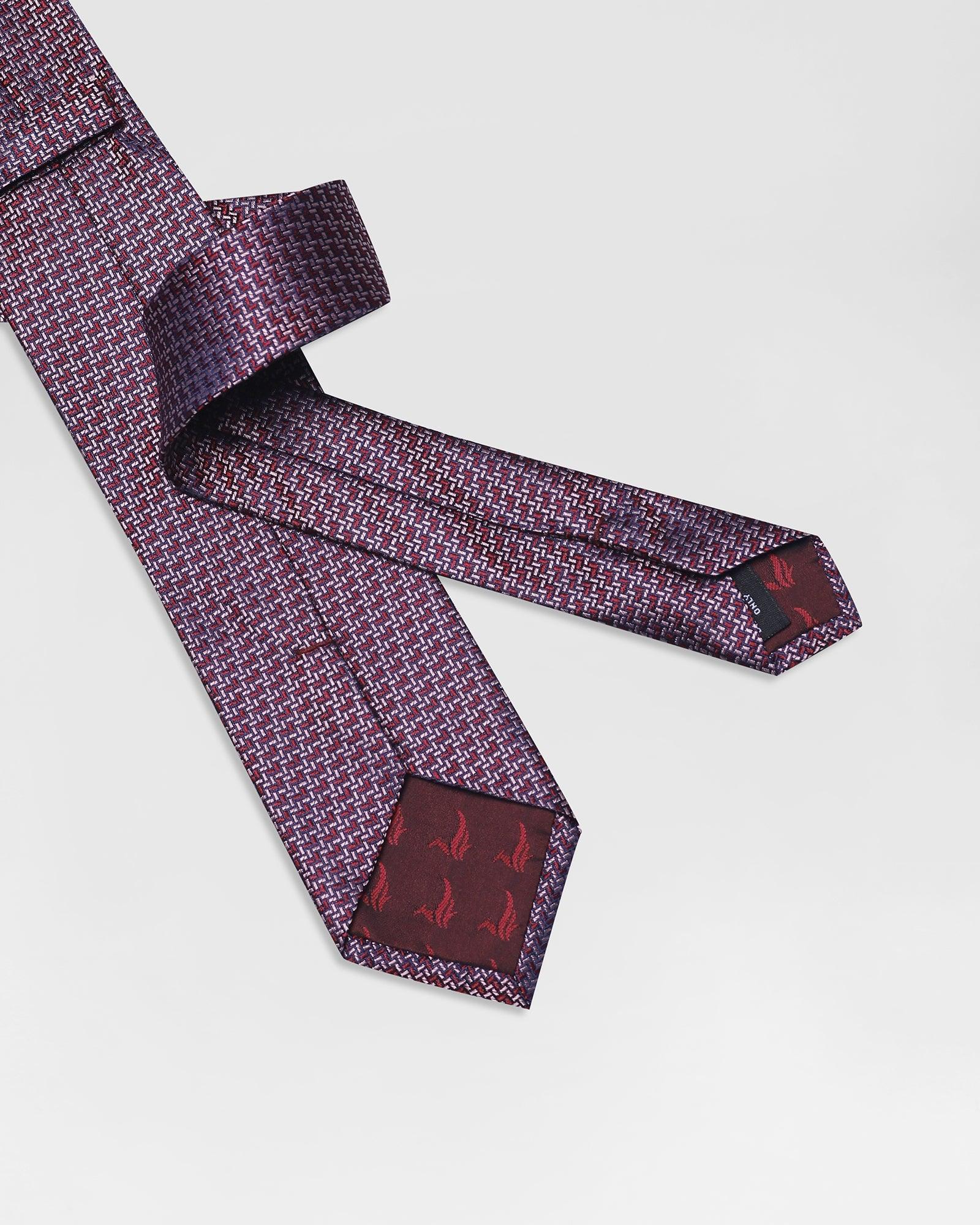 Silk Maroon Printed Tie - Raw