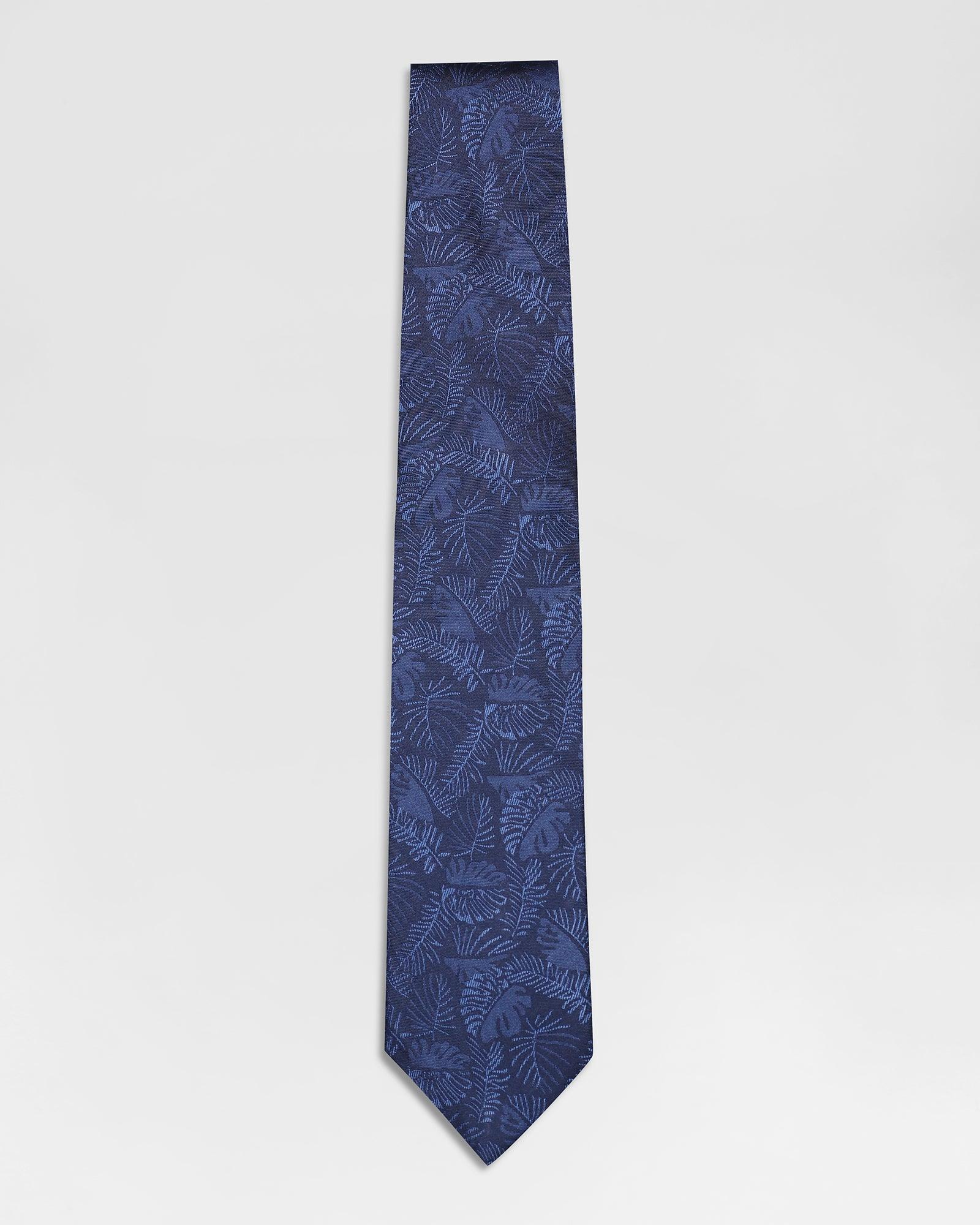 Silk Navy Printed Tie - Rainger
