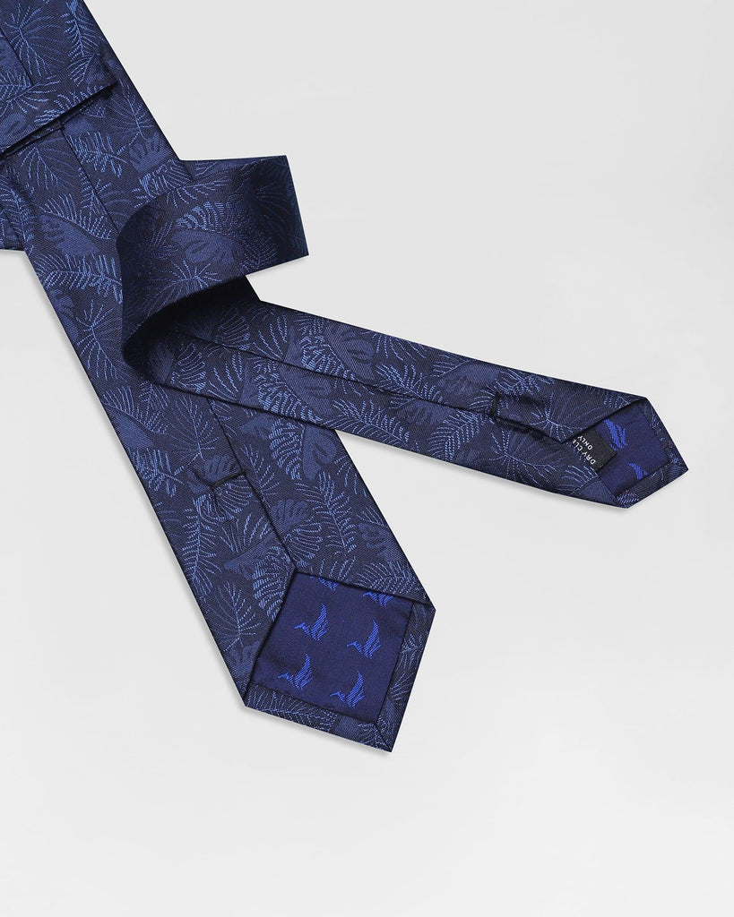 Silk Navy Printed Tie - Rainger