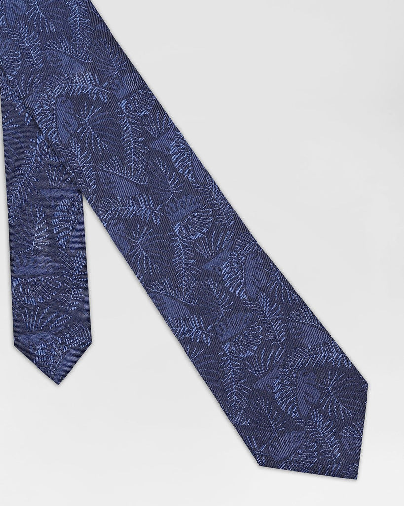 Silk Navy Printed Tie - Rainger